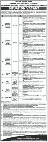 Vacancies Available at Khyber Girls Medical College